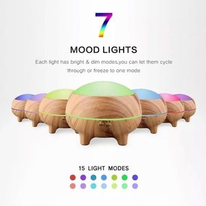 Aromatherapy Essential Oil Diffuser 300ML-Light Wood-Ultrasonic Cool Humidifier